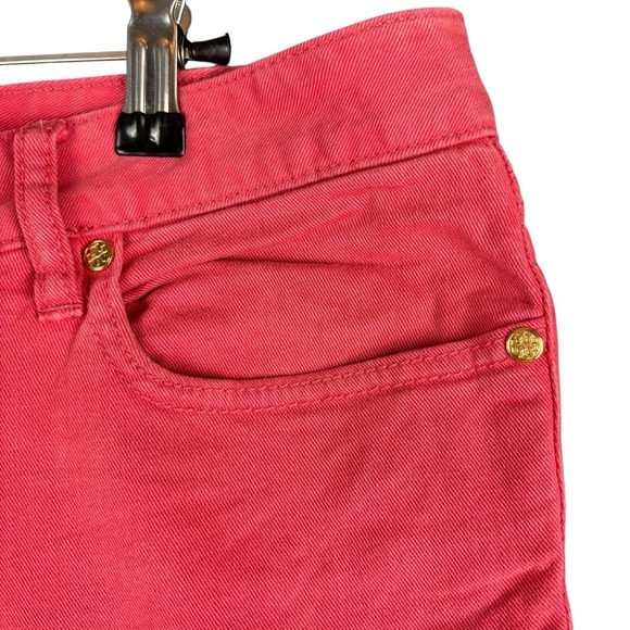 EUC Tory Burch “Ivy Super Skinny” Low Rise Ankle Jeans Sz 28 (Bright Coral Red) - Picture 5 of 16